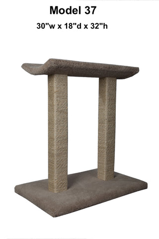 Model 37 - 32" Tall Sisal Rope Cat Scratching Post With Lounge Bed