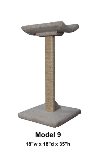 Model 9 - 35" Tall Sisal Rope Scratch Post With Lounge Bed